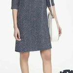 Banana Republic  Navy Blue Floral 3/4 Sleeve Crew Neck Shift Dress 8 EUC Photo 0