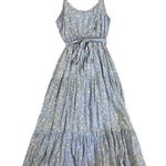 Lulus  Sunny Bliss Blue Floral French Knot Tiered Belted Maxi Dress Womens Large Photo 2