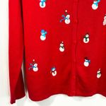 Studio Joy Medium‎ Sweater Red Snowman Holiday Ugly Christmas Cardigan 699 Photo 6