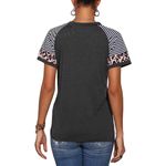 Colorblock Striped Leopard Print Casual Round Neck Shirt Short Sleeve Top Small Multi Photo 3
