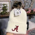 University of Alabama Beanie Off White Cream Winter Hat Acrylic Cap Womens Red Photo 2