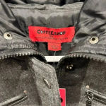 Coffeeshop Hooded Cropped Plaid Puffer Vest Juniors‎ size Large NWT Black Photo 1