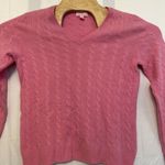 Lilly Pulitzer  Size Large 100% Cashmere Sweater Barbie Pink‎ Cable Knit VNeck Photo 1