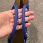 Blue and Cream Geometric Beach Summer Woven Tote Bag NWT Photo 2