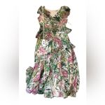 Badgley Mischka Palm Tree Maxi Dress Women’s Size 16 Ruffle Sleeve Tie Waist Photo 15