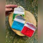 Vintage mini embroidered floral silky travel jewelry pouches, set of 3 Blue Photo 2