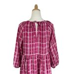 Madewell Plaid Shirred Babydoll Mini Dress 3/4 Sleeve Azalea Plaid Sz M Photo 8