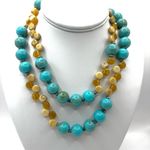 Blue and orange tan long beaded necklace Photo 4