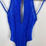 Vintage Andrea Kristoff Escante Lace Teddy M Blue Halter Cutout Sexy Size M Photo 2