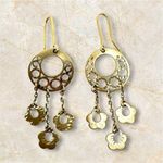 Solid 14K yellow gold dangle earrings, made in Italy Photo 1