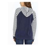 Orvis  Women's Navy Blue Stripe Cozy Hooded Pullover Size Large Photo 1