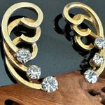 Vintage S.A.C. Gold Tone Rhinestone Clip Photo 1