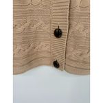 Talbots  Sweater Tan Chunky Cable Knit Cardigan Short Sleeve Fisherman Size LP Photo 2