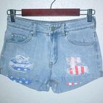Bullhead High Rise 3 26 American Flag High Rise Light Wash Jeans Shorts Red Size undefined Photo 0