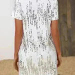 SheIn Sequin Tee Shirt Mini Dress Versatile Size Small Shift Dress Party MINT Photo 2