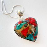 925 Sterling Silver Oyster Copper Turquoise Gemstone necklace Pendant Jewelry Red Photo 7