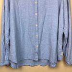 Orvis  Women’s Linen Blend Light Blue Mother of Pearl Button-Up Long Sleeve Shirt Photo 2
