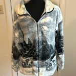 Furry winters sled dog husky scene detailed vintage jacket Size L Photo 9