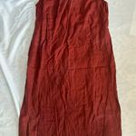 345 Venezia Jeans Vintage Orange Embroidered Midi Tank Dress 100% Linen Boho Red Size undefined Photo 0