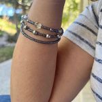 Triple Strand Smokey Gray, Clear and Silver Toned Beaded Bracelet Gray Photo 3