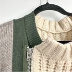 Sacai 100% Wool Stripe Cableknit Zipper Sweater Cream Green Gray NEW XXL Photo 3