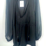 Forever 21 Forever, 21 women's black romper blouse size small with‎ sheer arms Photo 0
