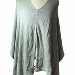 Quince Knit Poncho Top Gray V Neck Open Weave One Size Casual Layering Photo 0
