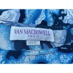 Vintage Van MacDowell Silk Blouse Medium Blue Hot Air Balloons Map Clouds 80s Photo 6