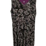Gaiam Reversible Midi V-Neck Tank Dress Black Floral Or Solid Purple Large Photo 0