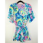Lilly Pulitzer  Womens Romper Blue Madilyn  Multi Dive Tie Dye V Neck Playsuit XS Photo 2