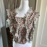 Blue taseel Floral Crochet Lace Top Red Size XS Photo 2
