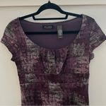 Axcess Blouse Shirt Top Women Medium Short Sleeve Nylon Mesh Gather Lined Purple Photo 1