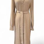 Faherty Jackson Sweater Dress in Oatmeal Heather Cozy Collared Belted Size Large Tan Photo 2