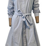 Lord & Taylor medium floral sequin collar belted shirt dress D1 1930 Blue Photo 0