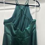 Lulus Lulu’s Make it Elegant Emerald Green Satin Strappy Maxi Dress Photo 5