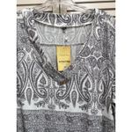 Allegrace White/Blk Paisley V Neck Short Sleeve Size 3XL Flowy Boho Plus Black Photo 1