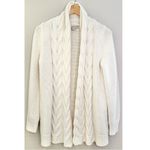 Banana Republic  Cream Cable Knit Open Front Wool Blend Italian Yarn Cardigan Photo 4