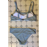 Beachsisi Medium (both top & bottom) Green & White Striped Bikini Photo 4