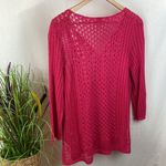 Chico's Chico’s Hot Pink Loose Weave Crochet Knit Top & Tank Set 2 L Photo 3