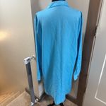 Dialogue  Women's Blue Linen Blend Button Down Long Length Tunic Blouse Shirt L‎ Photo 3