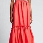 Cara Cara NYC Jenny Hibiscus Linen Smocked Tie Shoulder Midi Dress Size S Photo 0