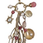 Chico's NWT Chico’s Leather Beaded Tassle Necklace Tan Gold Pink Photo 2