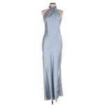 Show Me Your Mumu  Jasmine Halter Maxi Dress Steel Blue Luxe Satin XL Photo 4