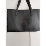 Vince Camuto  Black Faux Leather Tote Bag with Gray Stripe‎ Accent Photo 2