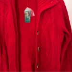 LL Bean Cableknit Cardigan Button Down Sweater Red Size XS Photo 3