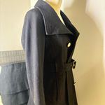 Guess Vintage  Black Double Breasted Wool Trench Coat with Gold Accents Photo 8