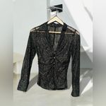 ZARA Ruched Sexy Lace Elegant Black Long Sleeve With Gold Touch Women's blouse Photo 1