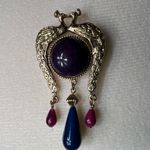 Art Deco Vintage Regal Gold Colored Kissing Peacock Birds Dangle Brooch Pin Photo 5