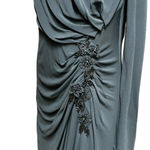 Marchesa Notte Black Long Sleeve Matte Jersey Evening Gown Ruched‎ Size 10 Photo 4