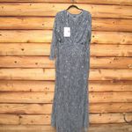 Mac Duggal  5124 Womens Dark Gray Beaded Long Sleeve Evening Gown Photo 8